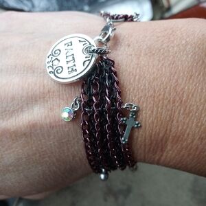 Handmade by Gawdy Visions Silver and Purple Faith Bracelet